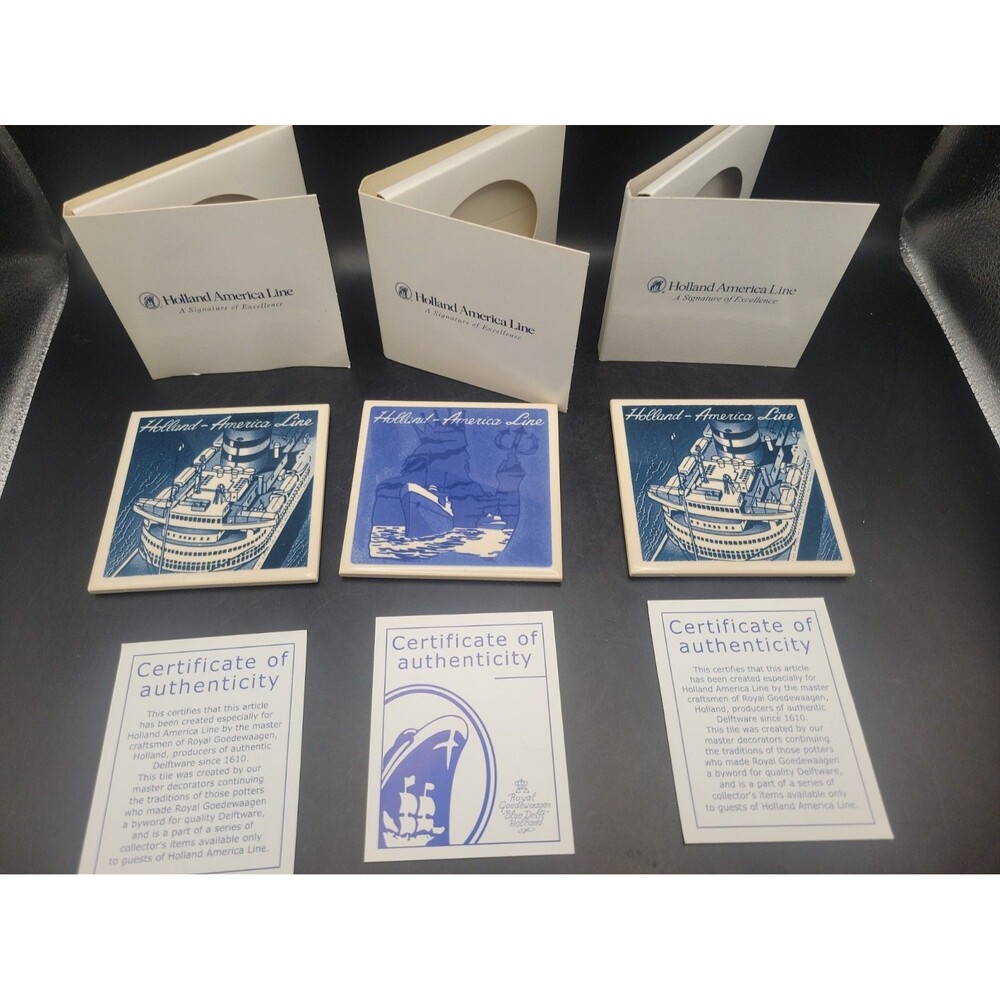 Holland America Cruise Line CERAMIC Cork Tile 3 Coaster Set
